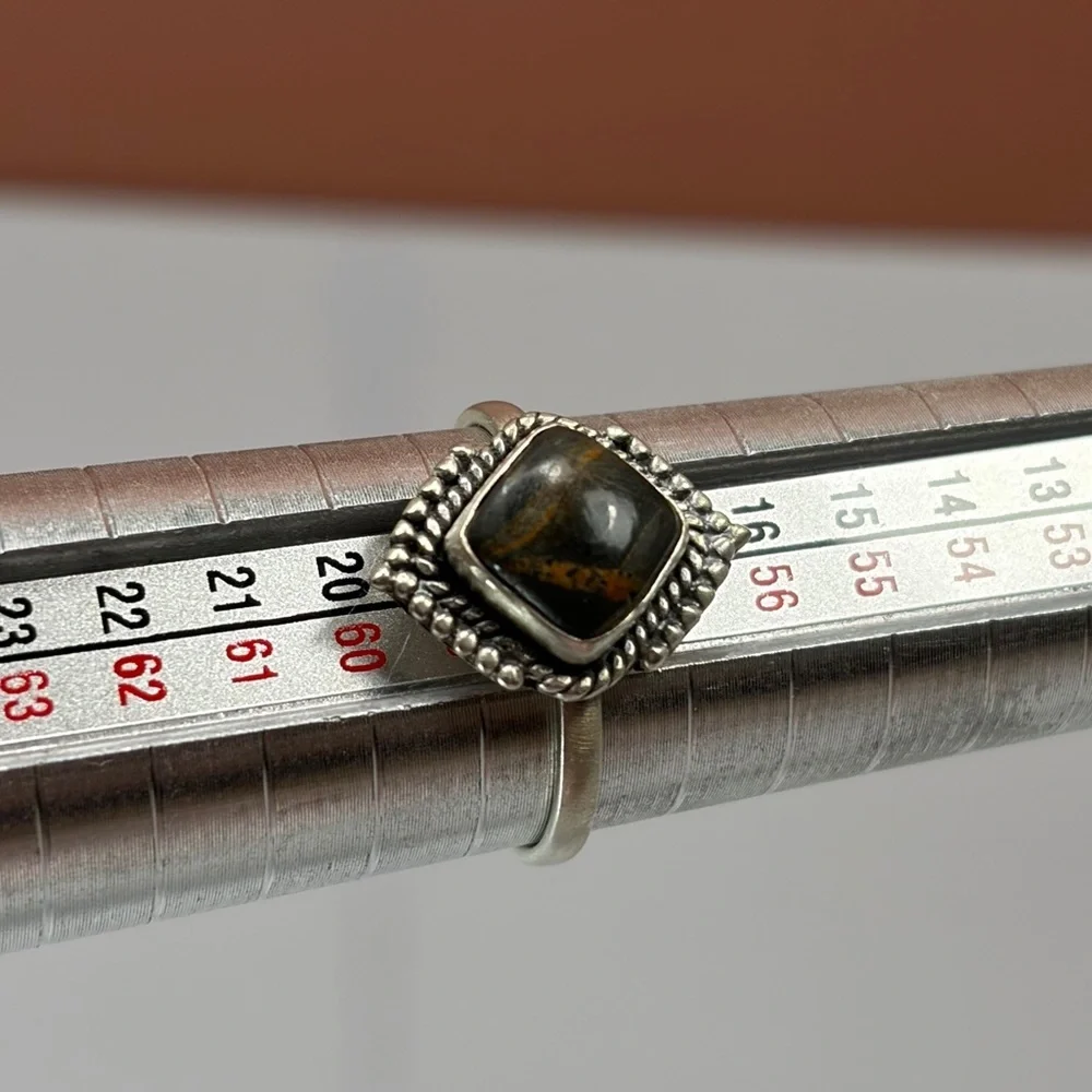 925 Sterling Silver Black Jack Turquoise Ring